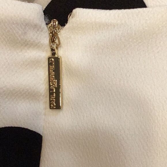 Karl Lagerfeld Paris Cropped Jumpsuit belt White black polka dot Size 12 - Picture 9 of 9